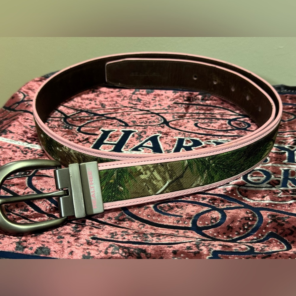 RealTree L/XL - leather backed women’s pink belt